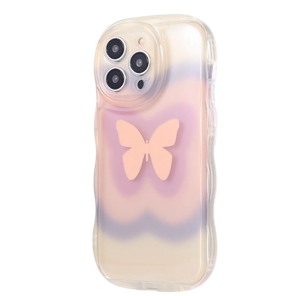 LuxyLemon Pink Butterfly Wavy Phone Case IPhone 14 Pro Max. NWOT - Picture 3 of 5